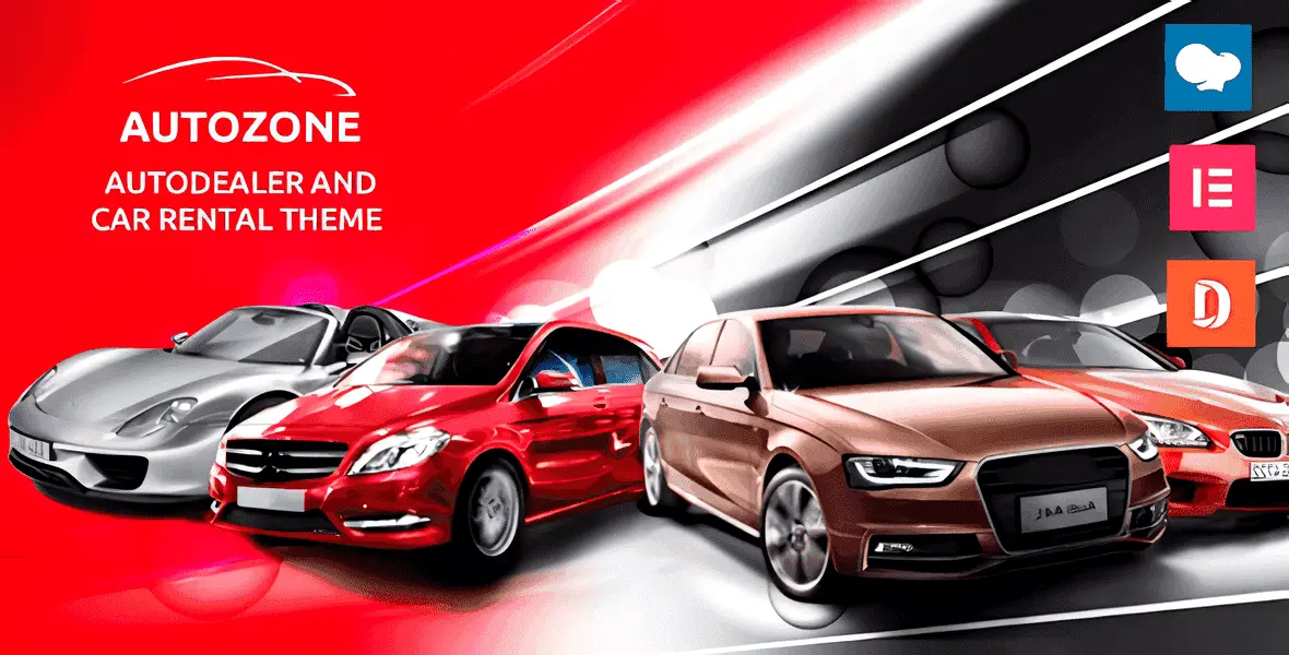 Autozone car dealership WordPress theme preview showcasing automotive website layout