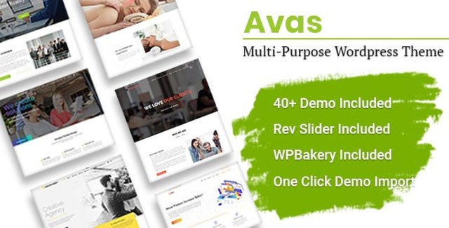 Avas multi-purpose WordPress theme with 60+ demo layouts