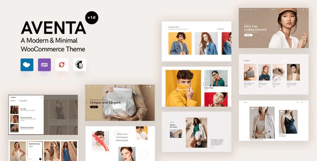 Aventa minimal WooCommerce WordPress theme with Elementor PRO