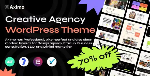Aximo creative agency WordPress theme homepage preview