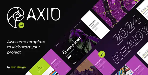 Axio coming soon HTML template with countdown timer and animated background