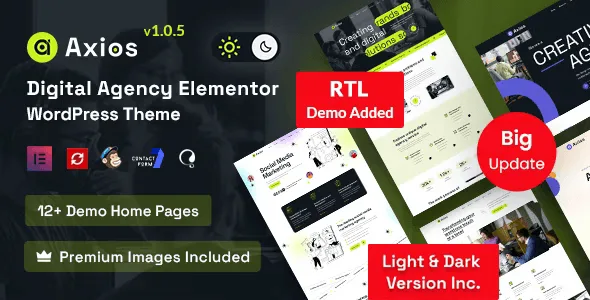 Axios Digital Agency WordPress Theme homepage demo preview