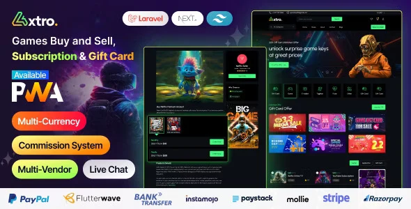 Axtro Laravel gaming marketplace script interface