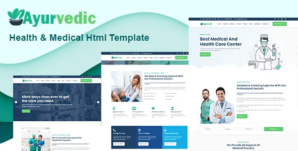 Ayurvedic medical HTML template homepage demo showcasing Bootstrap 5 healthcare website design