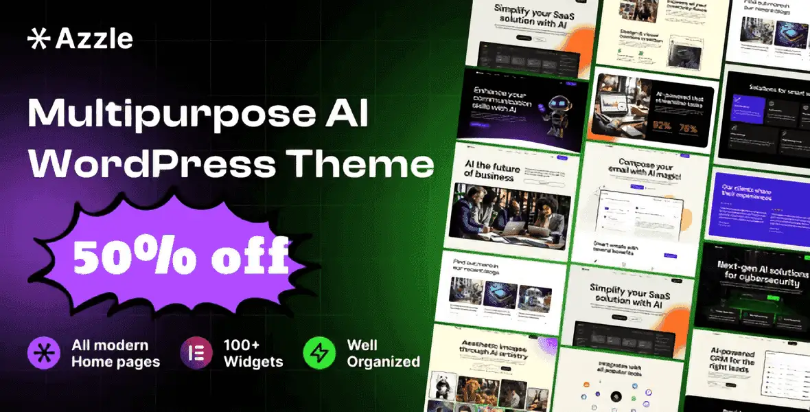 Azzle Elementor WordPress theme for AI startups and SaaS businesses