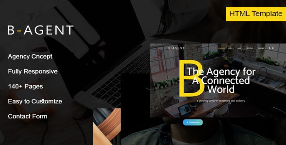 B-Agent multi-demo agency HTML template showing responsive creative portfolio layout