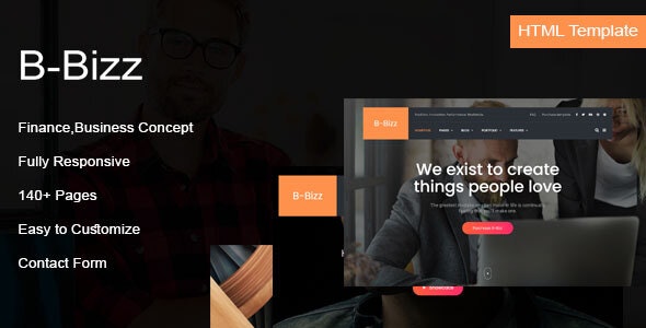 B-Bizz business finance HTML template with modern dashboard design