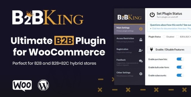 B2BKing WooCommerce B2B and wholesale plugin dashboard interface