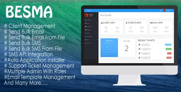 BESMA bulk email and SMS marketing PHP script dashboard interface