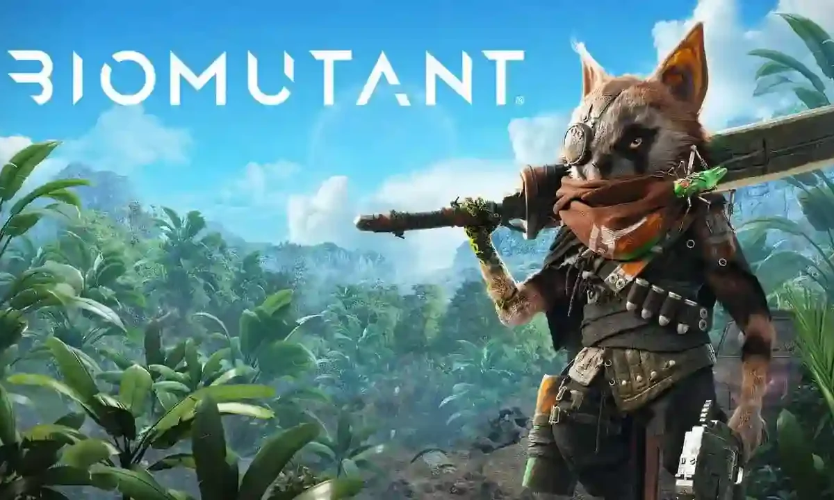 BIOMUTANT PC Game cover art featuring a customizable mutant warrior in a post-apocalyptic open world