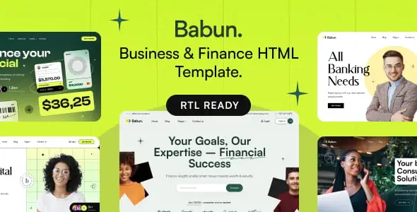 Babun business and finance HTML5 template homepage preview on desktop