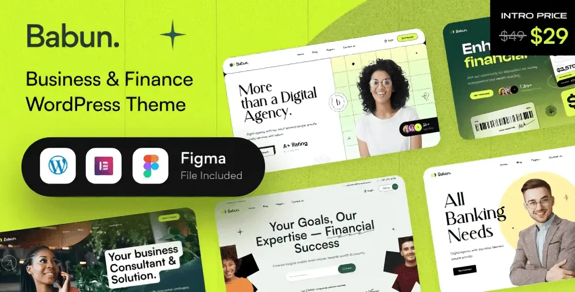 Babun business and finance WordPress theme homepage layout preview