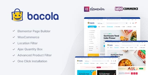 Bacola grocery store WordPress theme interface