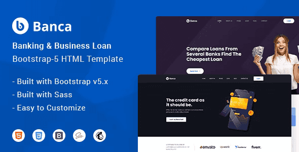 Banca banking and business loan Bootstrap 5 HTML template preview
