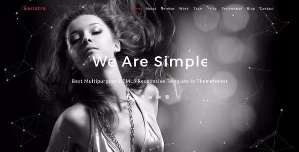Baristra multipurpose HTML5 one-page template preview with Bootstrap responsive design