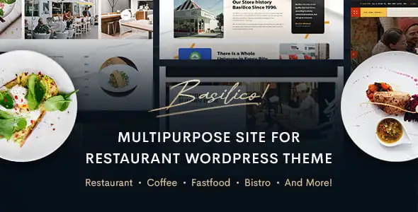 Basilico restaurant and cafe WordPress theme preview for Elementor