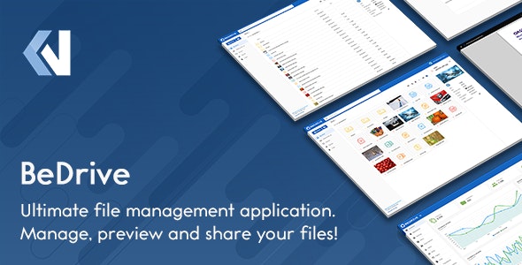 BeDrive admin dashboard showing file manager with dark mode, cloud storage settings, and SaaS subscription plans