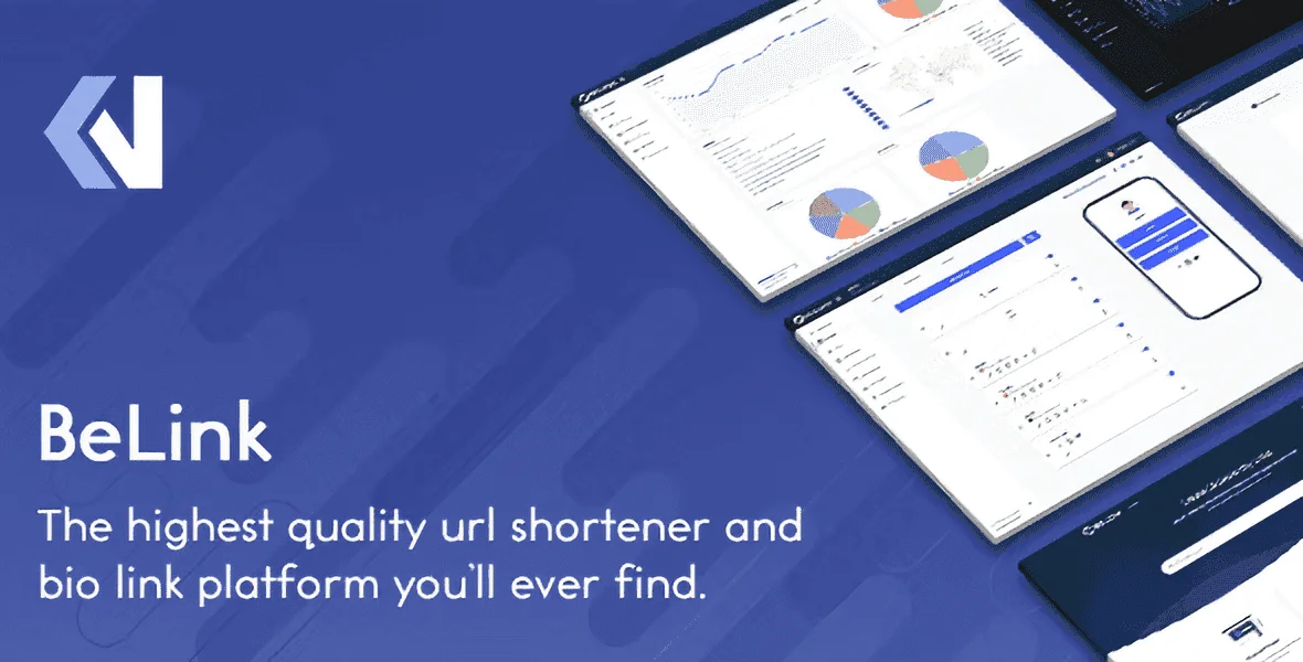 BeLink URL shortener and bio link PHP script dashboard interface