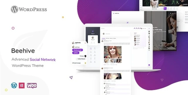 Beehive BuddyPress social network WordPress theme preview showing community layout and integrated features