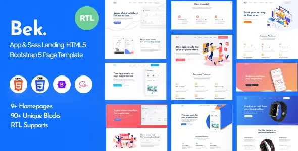 Bek SaaS and software HTML5 landing page template preview