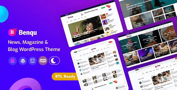 Benqu news magazine WordPress theme preview with editorial layout