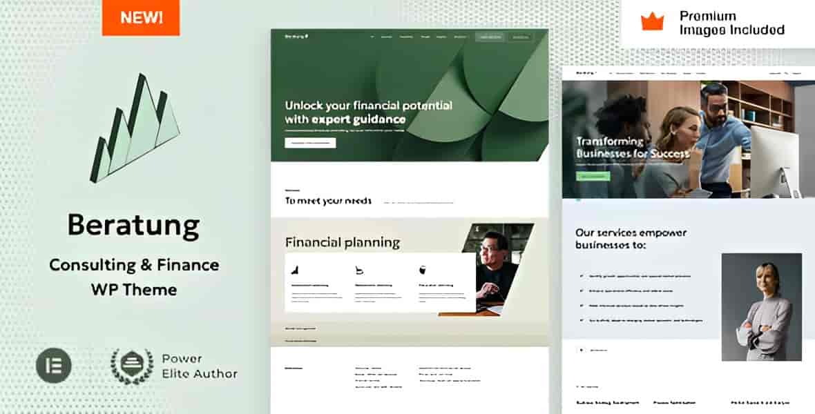 Beratung WordPress theme homepage showing professional consulting finance website design with Elementor page builder