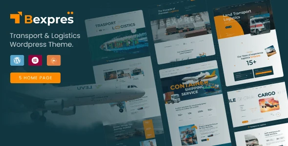 Bexpres transportation and logistics WordPress theme with Elementor page builder interface