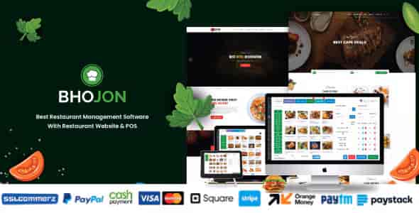 Bhojon restaurant management software dashboard with POS and online ordering interface