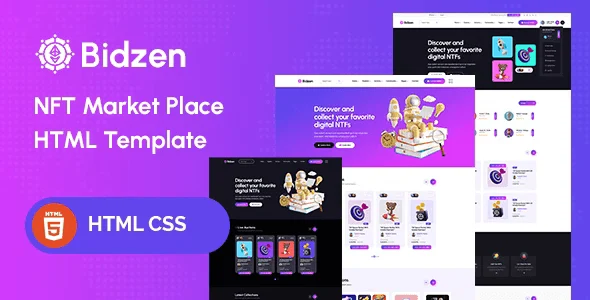 Bidzen NFT marketplace HTML template responsive layout preview