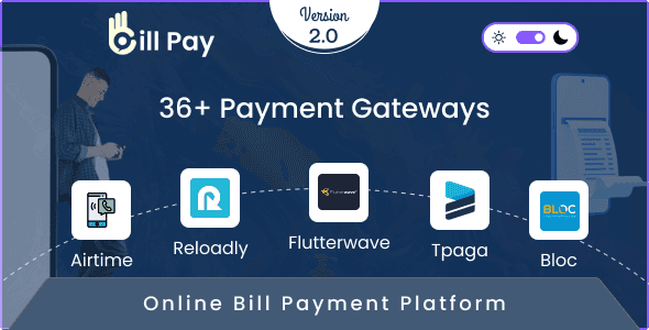 BillPay PHP script dashboard for utility bill payment and mobile top-up platform