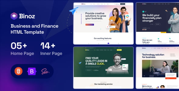Binoz creative business agency HTML template responsive website design preview