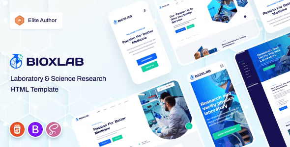 Bioxlab laboratory and science research HTML5 template homepage preview