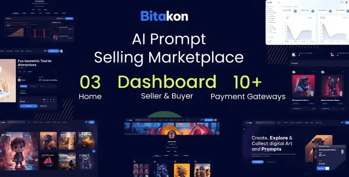 Bitakon AI prompt marketplace PHP script with multi-seller support
