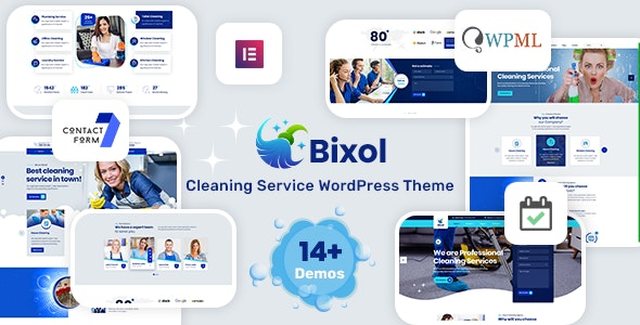 Bixol cleaning services WordPress theme with Elementor page builder