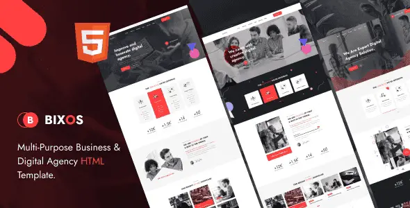 Bixos business digital agency HTML template preview showing clean modern responsive design