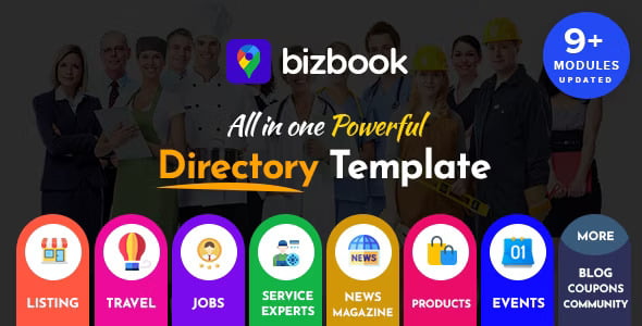 BizBook business directory and listing HTML template preview
