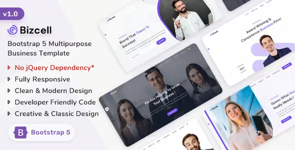Bizcell Bootstrap 5 business HTML template with responsive design and multiple home page options