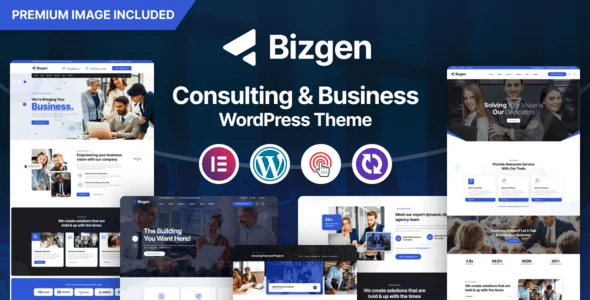 Bizgen business consulting WordPress theme with responsive design and Elementor compatibility
