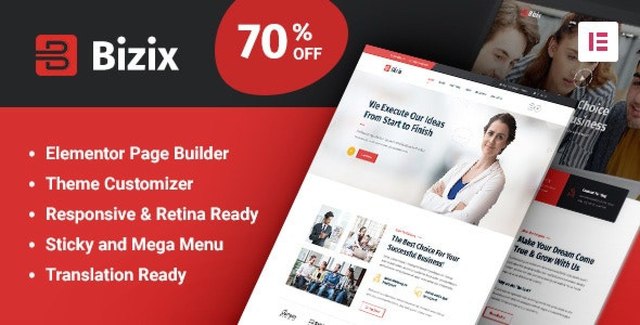 Bizix corporate WordPress theme preview for business websites