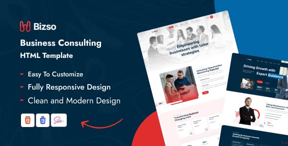 Bizso responsive business consulting HTML template preview