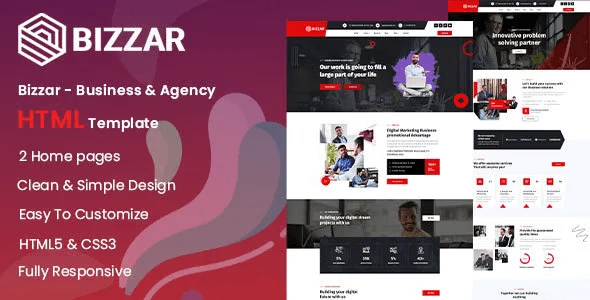Bizzar business and agency HTML template with Bootstrap 5 responsive layout
