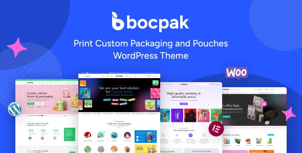 Bocpak custom packaging WordPress theme preview for print shops and packaging businesses