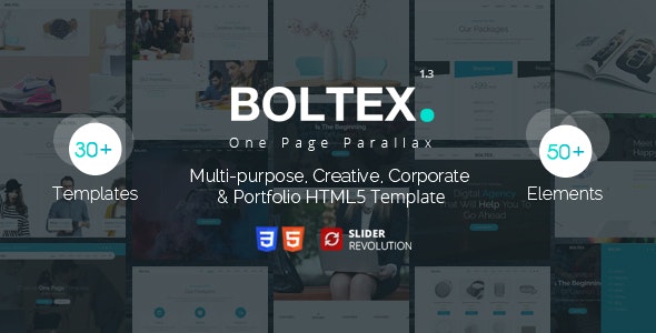 Boltex one page parallax HTML5 template for creative startups and agencies