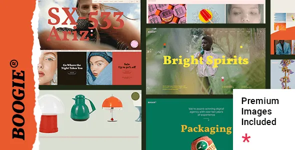 Boogie design agency and portfolio WordPress theme with Elementor compatibility