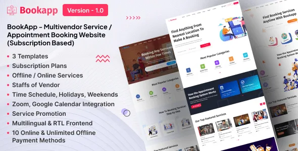 BookApp multivendor appointment booking Laravel script dashboard