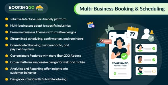 BookingGo SaaS multi-business appointment booking PHP script dashboard interface