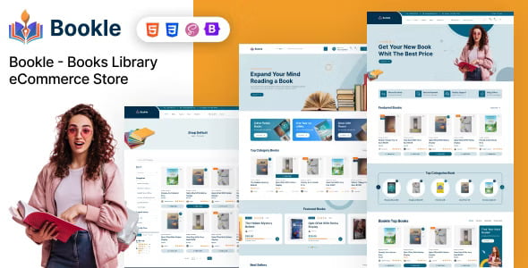 Bookle bookstore HTML template with Elementor PRO support for online bookstores and libraries