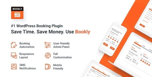 Bookly Pro Premium WordPress booking plugin interface showing customizable appointment scheduling and Google Calendar integration