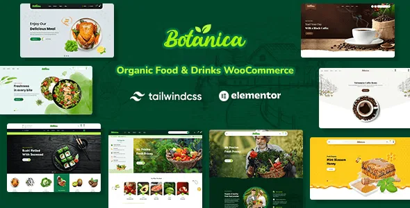 Botanica Tailwind CSS WooCommerce WordPress theme homepage demo for food and beverage online store