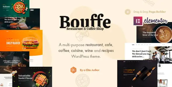Bouffe restaurant WordPress theme with Elementor compatibility